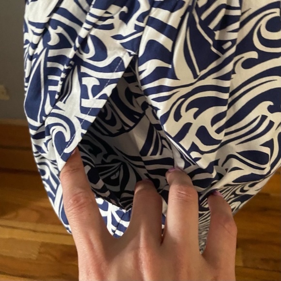 Vineyard Vines Blue & White Sleeveless Ruffle Neck Dress w/ Pockets Medium - Picture 7 of 12